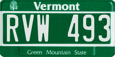 VT license plate RVW493