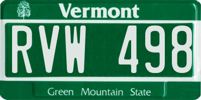 VT license plate RVW498