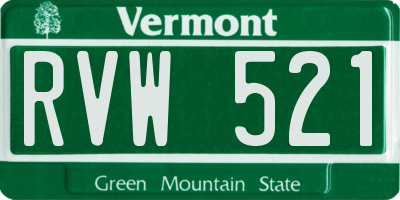 VT license plate RVW521