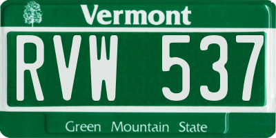 VT license plate RVW537
