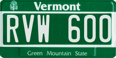 VT license plate RVW600
