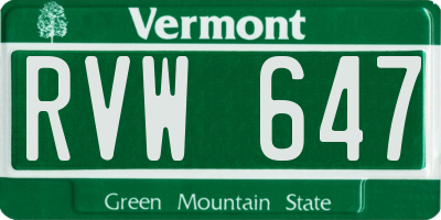 VT license plate RVW647