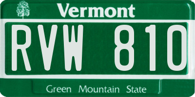 VT license plate RVW810