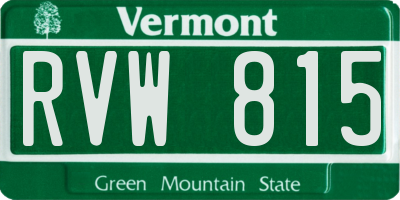 VT license plate RVW815