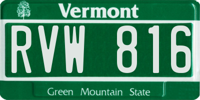 VT license plate RVW816