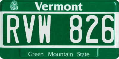 VT license plate RVW826