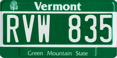 VT license plate RVW835