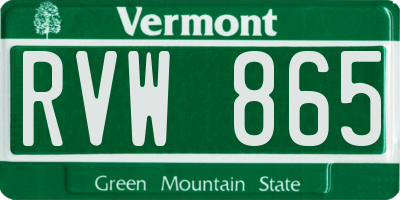 VT license plate RVW865