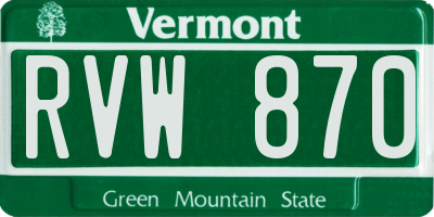 VT license plate RVW870