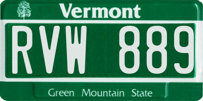 VT license plate RVW889