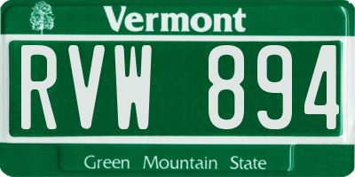 VT license plate RVW894