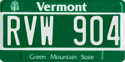VT license plate RVW904