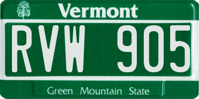 VT license plate RVW905
