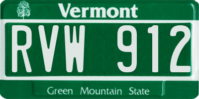 VT license plate RVW912