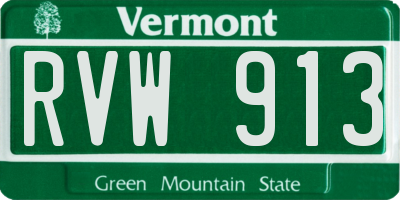 VT license plate RVW913