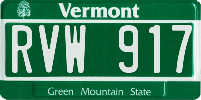 VT license plate RVW917