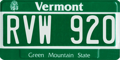 VT license plate RVW920