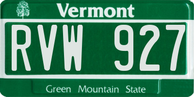 VT license plate RVW927