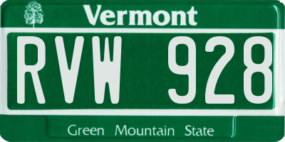 VT license plate RVW928
