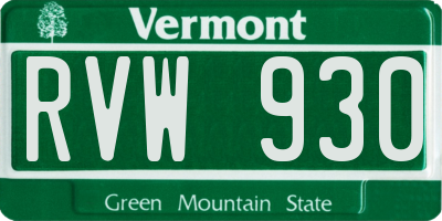 VT license plate RVW930