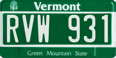 VT license plate RVW931