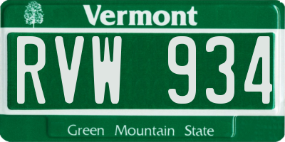 VT license plate RVW934