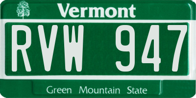 VT license plate RVW947