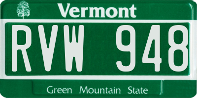 VT license plate RVW948