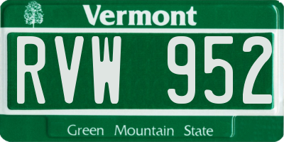 VT license plate RVW952