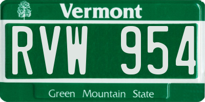 VT license plate RVW954