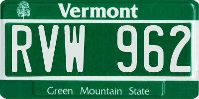 VT license plate RVW962