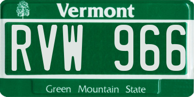 VT license plate RVW966