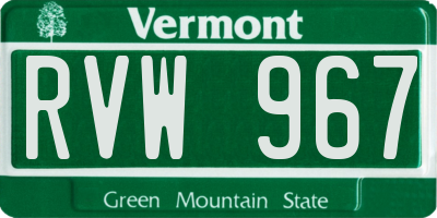 VT license plate RVW967