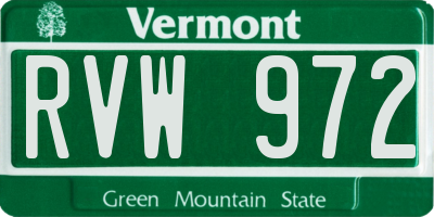 VT license plate RVW972