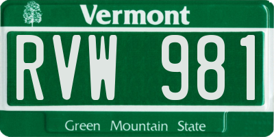 VT license plate RVW981