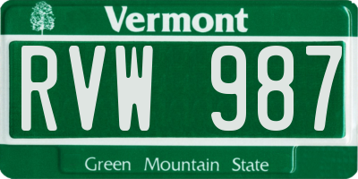 VT license plate RVW987