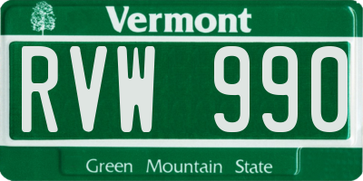 VT license plate RVW990