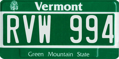 VT license plate RVW994