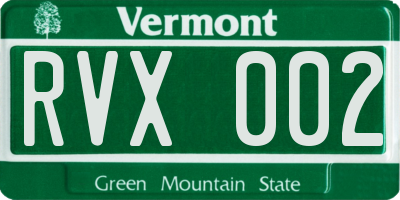 VT license plate RVX002