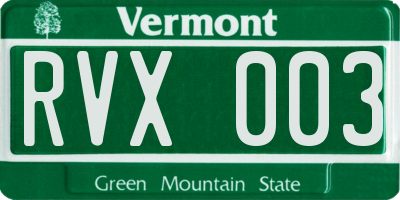 VT license plate RVX003
