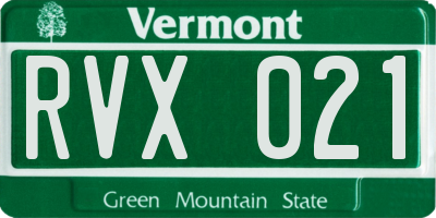 VT license plate RVX021