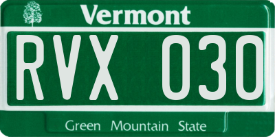 VT license plate RVX030