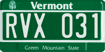 VT license plate RVX031