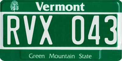 VT license plate RVX043