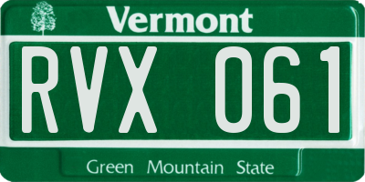 VT license plate RVX061