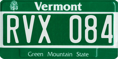 VT license plate RVX084