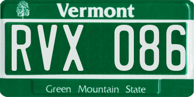VT license plate RVX086