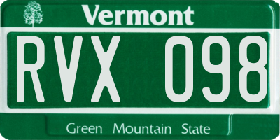 VT license plate RVX098