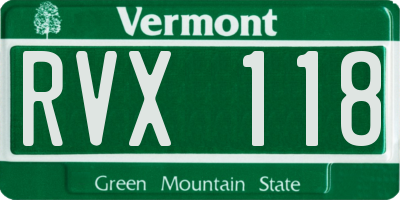 VT license plate RVX118