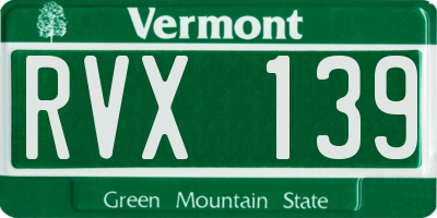 VT license plate RVX139